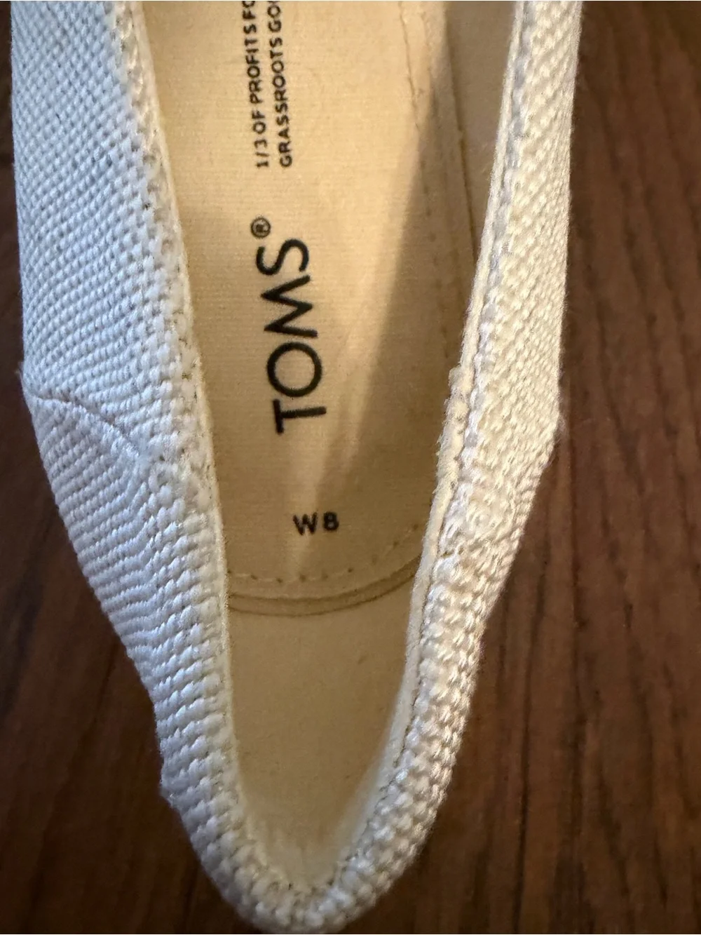 TOMS Michelle Natural Canvas Espadrille Open Toe Wedge Sandals Size 8 - Picture 8 of 15